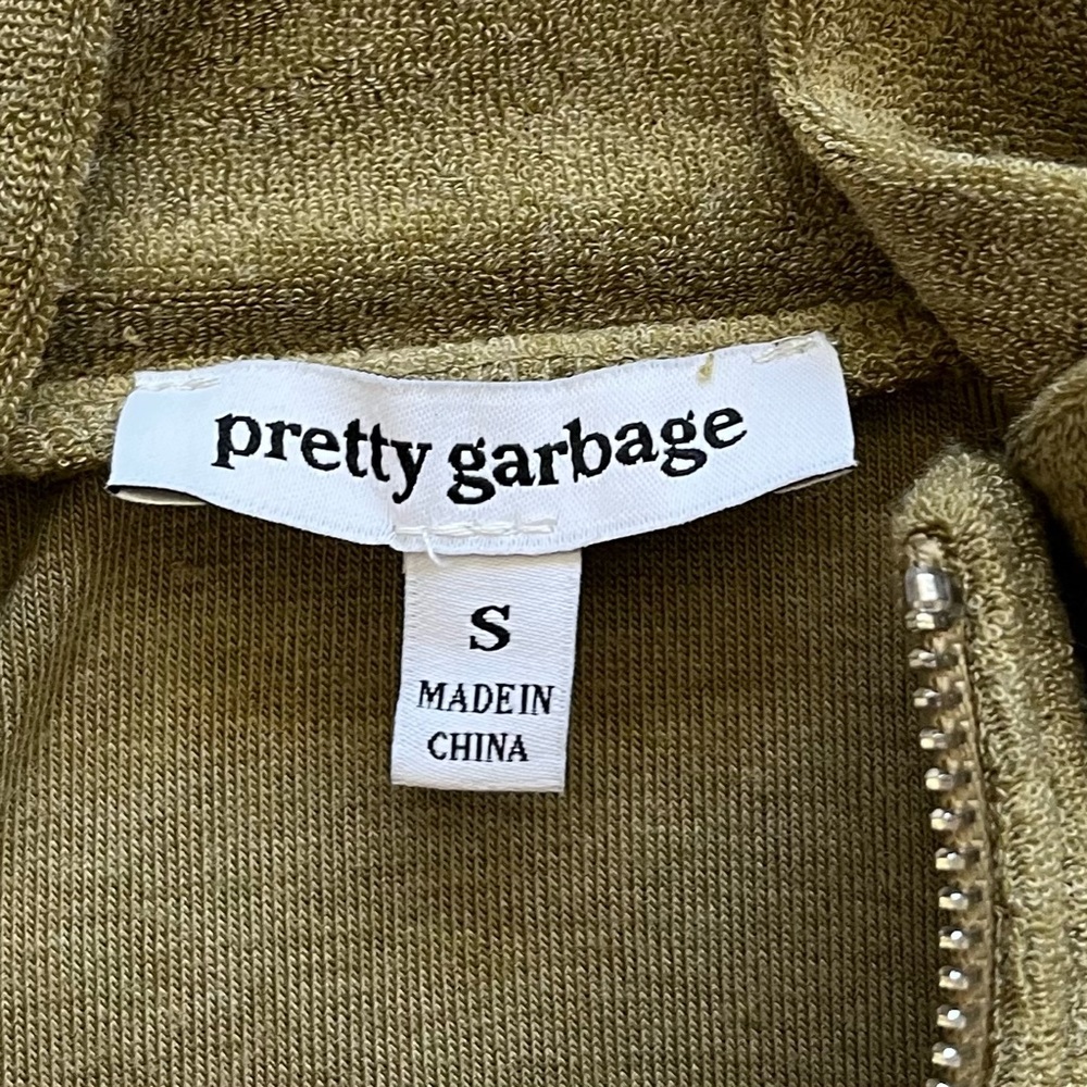 PRETTY GARBAGE Olive Two-Way Zip Velour Track Suit Size Small Dolls Kill - Picture 4 of 13